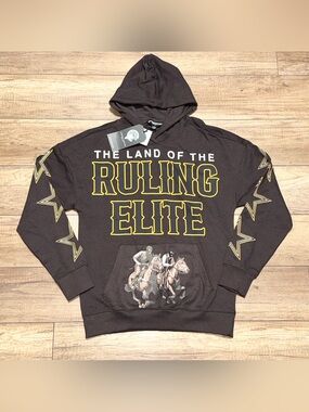 Crooks & Castles Brown Ruling Elite Star Graphic Cowboy Western Hoodie Adult M